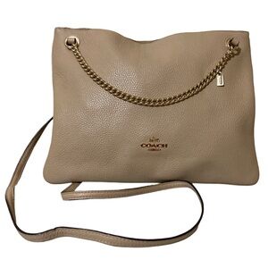Coach Tan Pebble Leather Gold Accents Crossbody